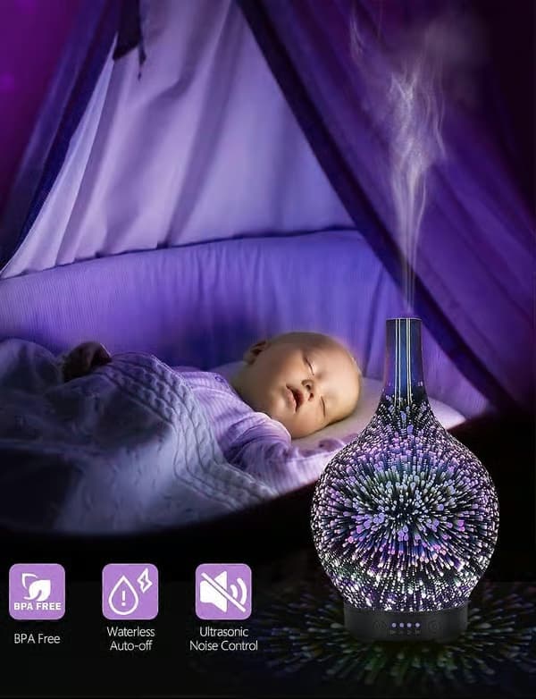 Eterisk oljediffusor - Elektrisk luftfukter for eteriske oljer - Ultralyd aromadiffusor