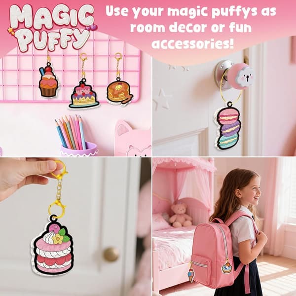 3D Kunst og Håndværk Aqua Magic Puffy Paint Kit - Magisk Skum Tekstur Malersæt, 15 Smudsfri Mal-efter-nummer Håndværk til Børn Gaveidé og Jul