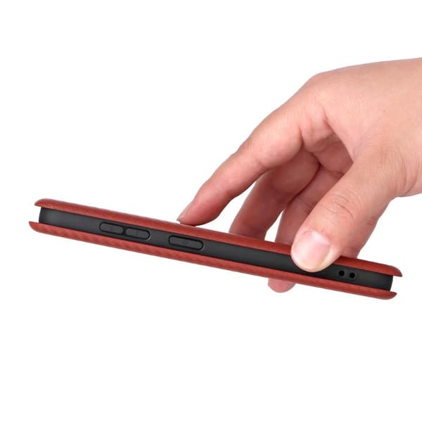 Samsung Galaxy S26 5G-deksel med karbonfibertekstur - Flip-deksel Brun