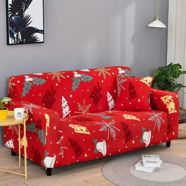 Stretch-sofaovertrekk 2-seter, elastisk polyester-spandex julesofaovertrekk - Universelt tilpasset sofaovertrekk (140-180 cm)