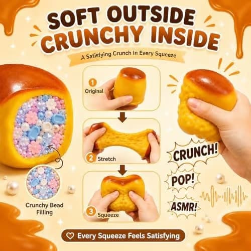 Knusende budding Squishy ASMR perlefyldt realistisk mad stressbold karamel klembar formbar slushy Asmr realistisk Taba håndlavet ikke-hoppende Pudding
