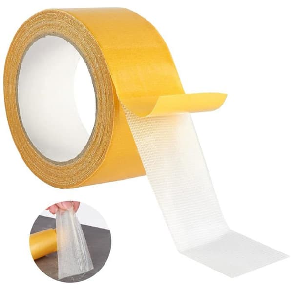 Gul dobbeltklæbende tape, 2,5 cm x 20 m - Super stærk - Aftagelig - 100% restfri