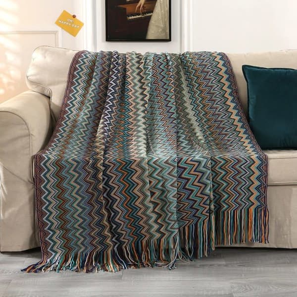 Bohemsk Tribal Sofateppe - Blå - 130 x 200 cm - Mandala Mønster