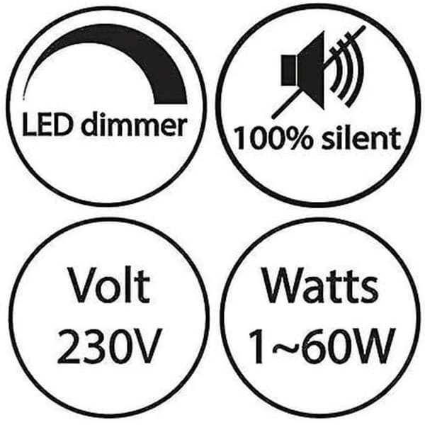 LED-dimmer - 1 til 60 W - Trinnløs intensitetsregulering