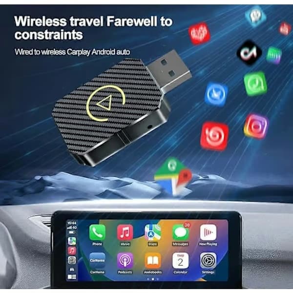 2-in-1 langaton CarPlay-sovitin Android Auto langaton sovitin Smart Mini Box USB-dongle Plug and Play WiFi nopea yhteys hopea