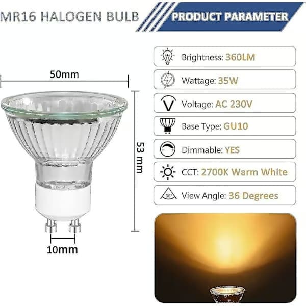 GU10 35W halogen reflektorpære, dæmpbar spotlight, varm hvid 2700K bedste gave (hy)