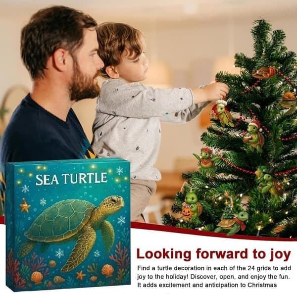 Havskildpadde Julekalender 2026 – 24 Dage med Overraskelser med Miniskildpadder og Julepynt