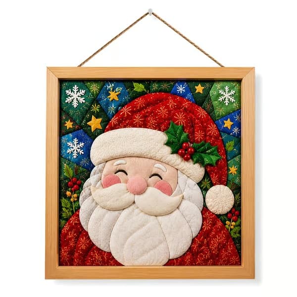 Kinusaiga Stofkunst-sæt | DIY 3D Jule-stofkunst-sæt til voksne Santa Claus