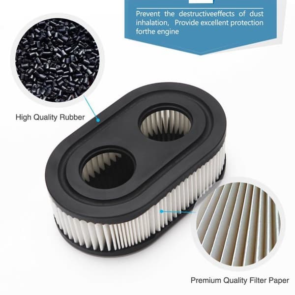 Sett med 2 luftfiltre til gressklippere kompatible med Briggs & Stratton 798452 (110×68×35 mm, Ø28 mm)