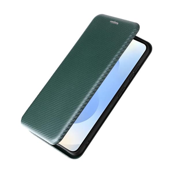 Samsung Galaxy S26 5G Fodral med kolfibertextur - Flipfodral Grön