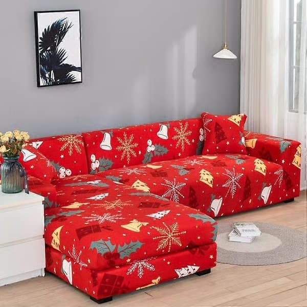Stretch-sofaovertrekk 2-seter, elastisk polyester-spandex julesofaovertrekk - Universelt tilpasset sofaovertrekk (140-180 cm)