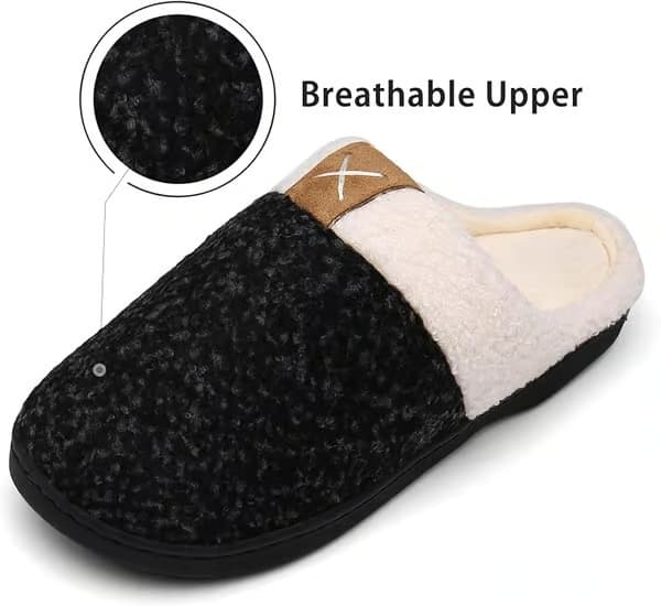 Hjemmesko til damer og herrer, vintervarme memory foam-hjemmesko, skridsikre hjemmesko til indendørs og udendørs brug Black 38/39