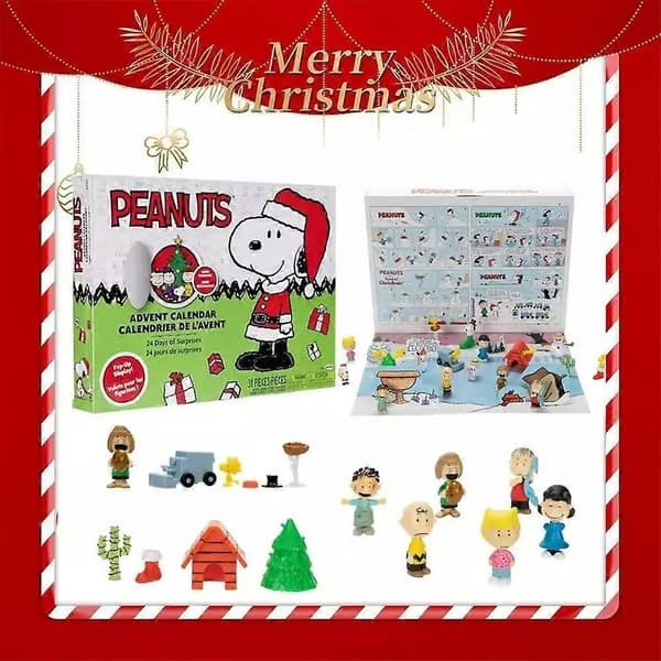 2026 Julekalender Peanuts-SNOOPY Figurer Tilbehør 24 dagers nedtelling Morsom julegave til barn Blindboks-overraskelse