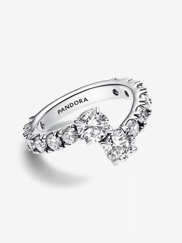 Pandora - Sparkling Overlapping Band Ring - Sterling Sølv Omkrets: 56mm