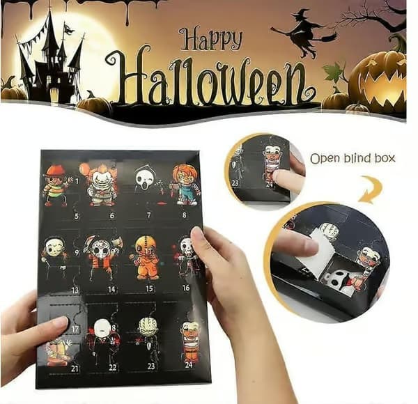 Jule- og Halloween-nedtællingskalender - 24-dages julekalender med pynt, \"Blind Box\"-legetøj til nedtælling til højtiderne, Stil 2