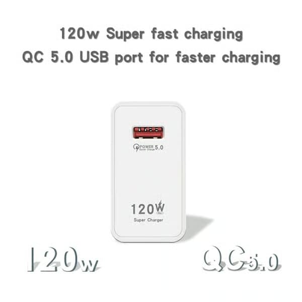 120W Snabbladdare USB-laddare Kraft Vit EU