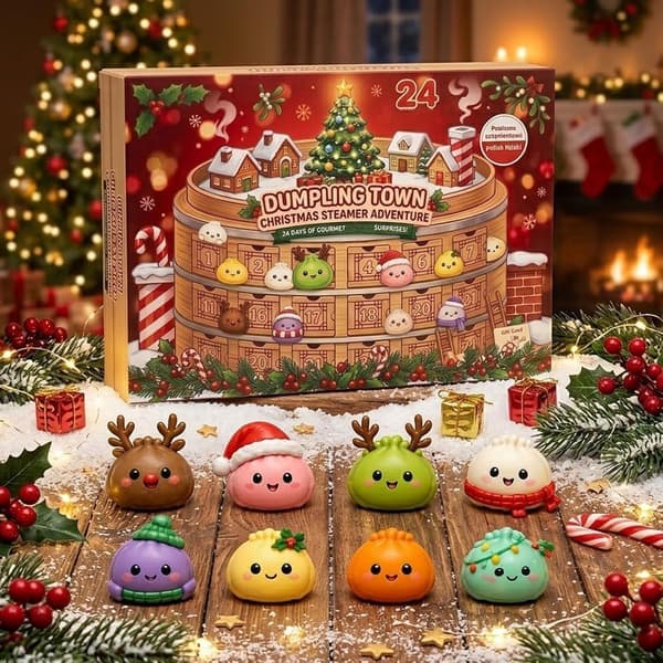 Jul Squishies Adventskalender 2026, 24 dagar Dumpling Squishies Leksaker Nedräkningskalender, Squishy Överraskningar Sensorisk Fidget Present, 24 dagar-B