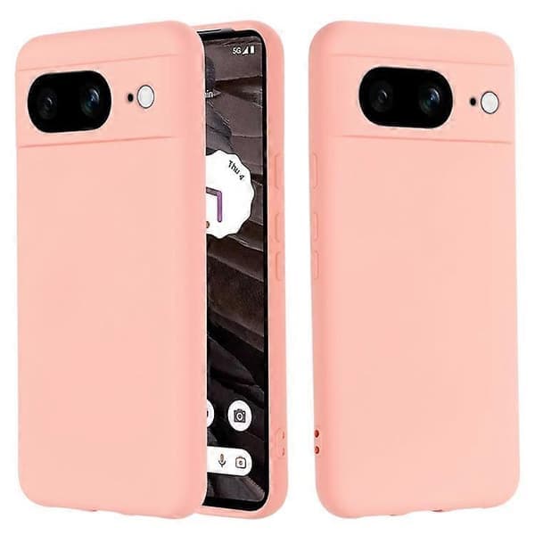 Kompatibel med Google Pixel 8 Anti-Fingeravtryck Mobilskal Flytande Silikon+Mjukt Foder Telefonfodral Baksida Pink