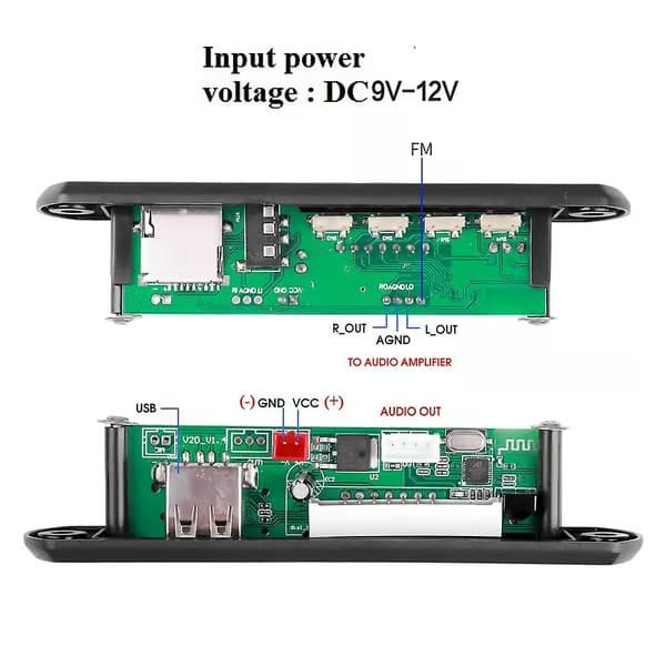 Bluetooth 5.0 billydmodul MP3-spiller dekoderkort WMA FM-radio bilradioadapter
