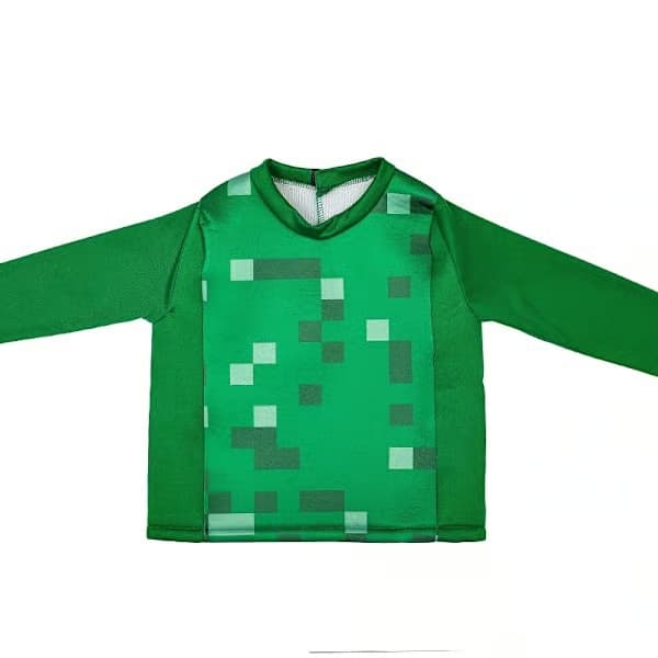QD-Minecraft Creeper-pikseldrakt for gutter, Halloween-kostyme for barn L