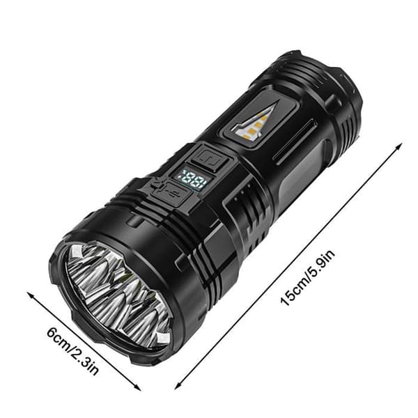 USB genopladelig LED lommelygte, 4 tilstande, lang rækkevidde, stødsikker ABS - 17,5 cm