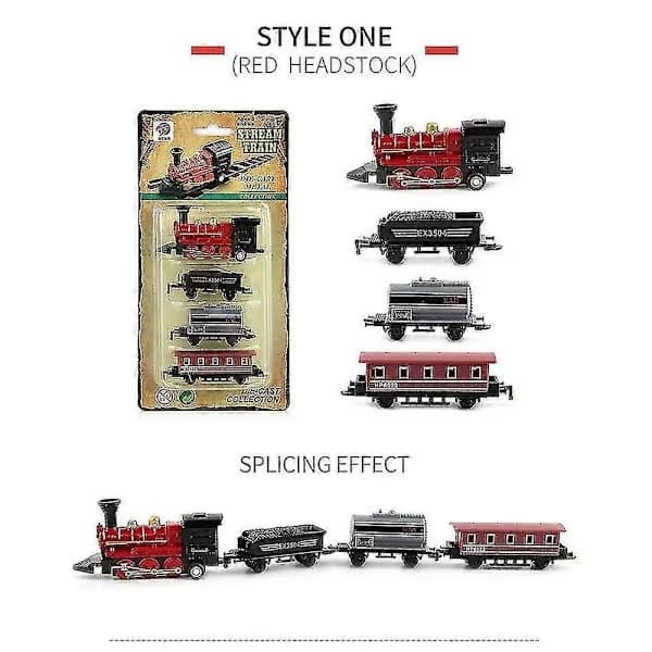 Miniature simuleret damplokomotiv pull-back togmodel støbt lokomotiv legetøjssæt til børn drenge piger rød red