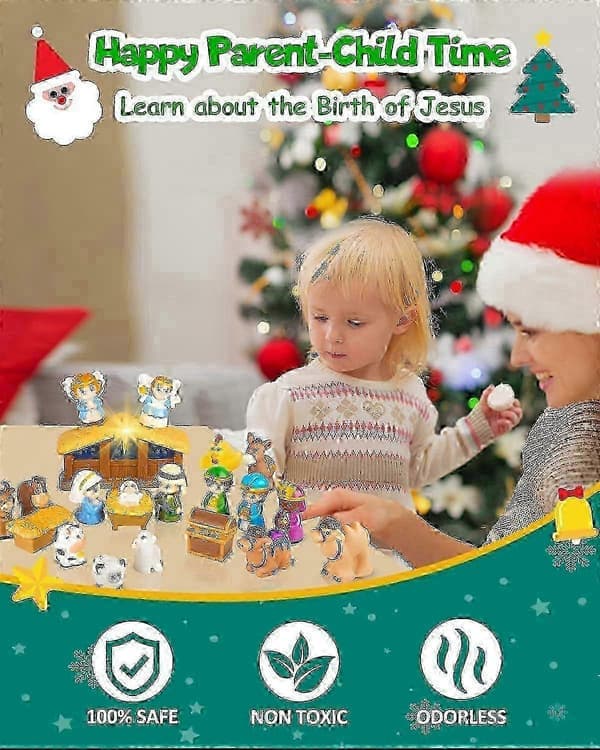 Julekalender 2026 for barn, julefortelling julekrybbe kristen adventskalender for småbarn, barn, gutter, jenter