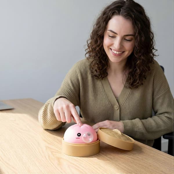 Dumpling Squishy Legetøj, Bobleblæsende Bao Bun Squeeze Langsomt Stigende Hvidt Squeeze Legetøj, Blødt Afslappende Squeeze Legetøj til Afstressning, Hvid