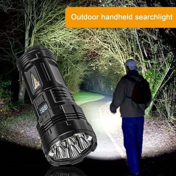 USB oppladbar LED-lommelykt, 4 moduser, lang rekkevidde, støtsikker ABS - 17,5 cm
