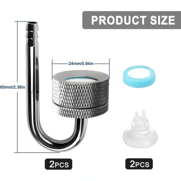 Koldioxiddiffusor, CO2-diffusor för akvarier, lämplig för akvarier, levereras med sugpropp