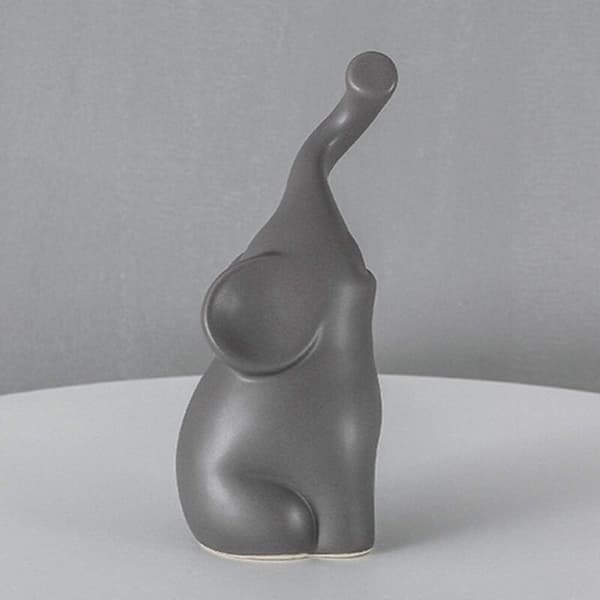 Harmoniskt par beige och grå keramiska elefanter - modern skulptur