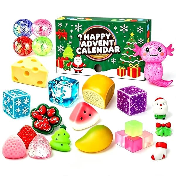 Julkalender 24-dagars nedräkning, Squishy Fidget Leksaker Överraskningsblindlåda för barn, Stressavlastande klämleksaker Julklapp