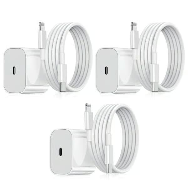 3-pack - iPhone - Laddare - Snabbladdare - Adapter + 2M Kabel 20W Lightning Vit 3-pack iPhone (NT) 3-pack Lightning