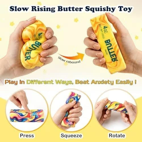 2 stk. farverigt smør-squishy klemmelegetøj, langsomt stigende stresslegetøj til skrivebordet Rainbow 2pcs