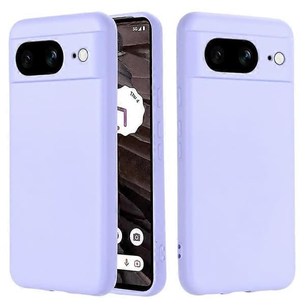 Kompatibel med Google Pixel 8 Anti-Fingeravtryck Mobilskal Flytande Silikon+Mjukt Foder Telefonfodral Baksida Purple