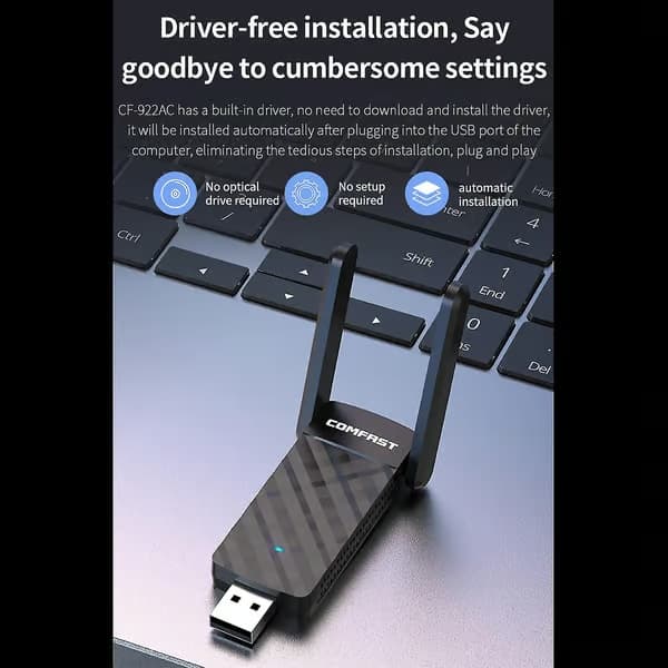 Wifi-mottaker for Windows XP USB Trådløst Wifi-kort Nettverksadapter 2,4g/5ghz