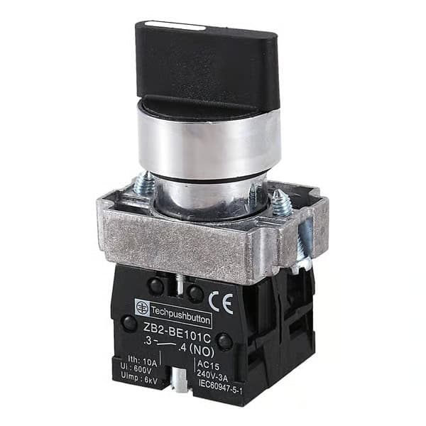 22mm Låsende 2 NO 3-positions vælgerkontakt ZB2-BE101C Sort