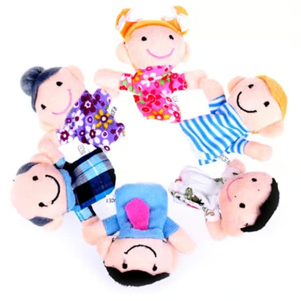 6 st/set Familj fingerdockor set Mini plysch babyleksak fingerdockor leksaker present 6 st/set