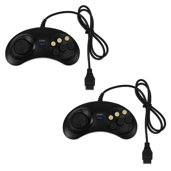 2X Klassisk Retro 6-knappers kablet kontroller spillkontroller styrespak spillpute for MD2 PC-tilbehør