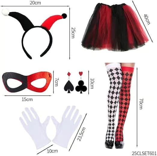 Halloween rutigt mönster Harlequin kostymtillbehörsset