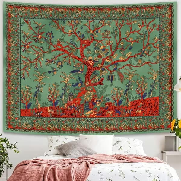 Livets träd bohemisk gobeläng väggdekor 130cm x 150cm