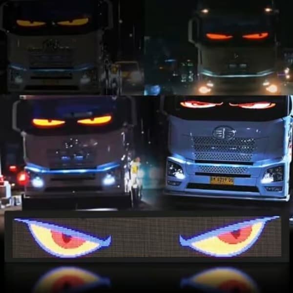 Devil Eyes LED-øyne for lastebiler og biler, fleksibel skjerm, programmerbar (70 x 173 mm)