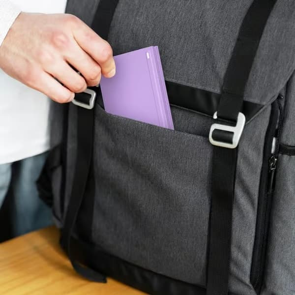 Mini hopfällbart Bluetooth-tangentbord - Bärbart, Mac, iPad, Android, Windows och iOS (Lila), Ultratunt aluminium, Resevänligt för iPhone
