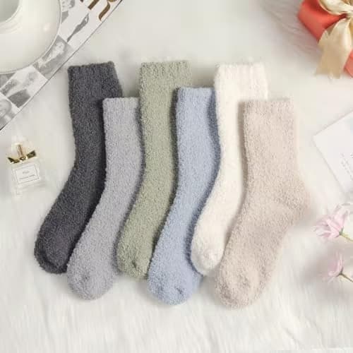 ILovDaisy Bløde Strømper til Kvinder og Piger 5/6 Par, Varme Fleece Halloween-strømper til Damer, Hyggelige Plysstrømper til Valentinsdag Multicolor