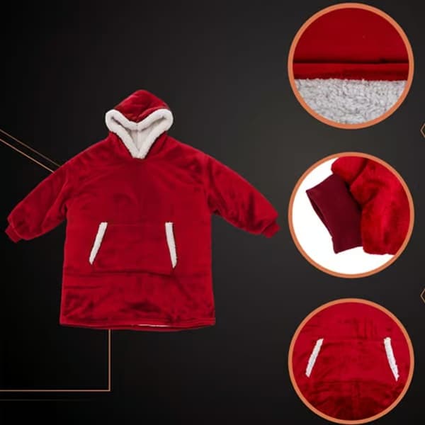 Oversized fleece-genser-pledd rød, mote og hverdagsbruk