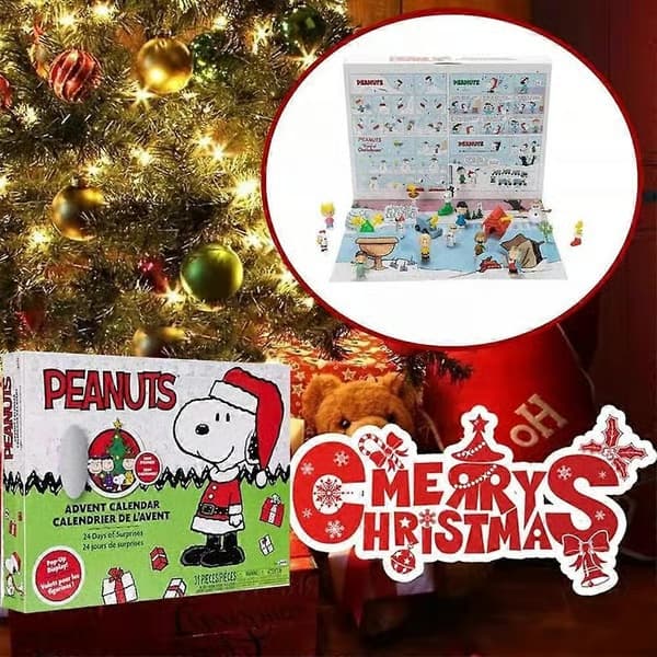 2026 Julekalender Peanuts-SNOOPY Figurer Tilbehør 24 dagers nedtelling Morsom julegave til barn Blindboks-overraskelse
