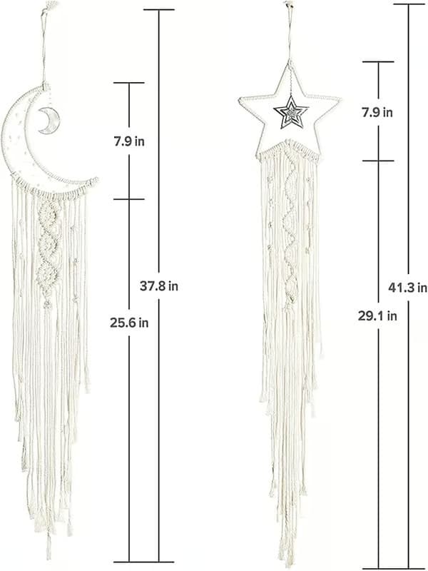 stjerne- og månedrømmefangere, julepynt, boho drømmefanger, barneromsdekorasjon, hjemmedekor, veggdekorasjon, soveromsdekorasjon