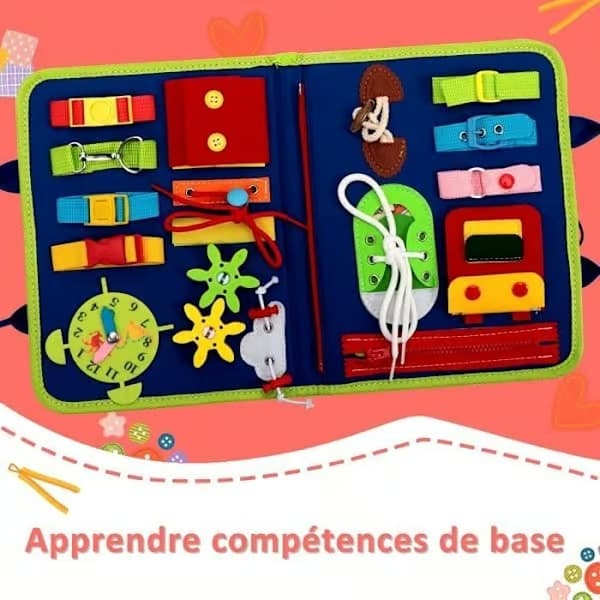 Aktivitetsbræt til børn - Bærbart Montessori dinosaur-legetøjsbræt - Blå - Alder 1-4 år
