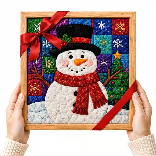 Kinusaiga Stofkunst-sæt | DIY 3D Jule-stofkunst-sæt til voksne Snowman