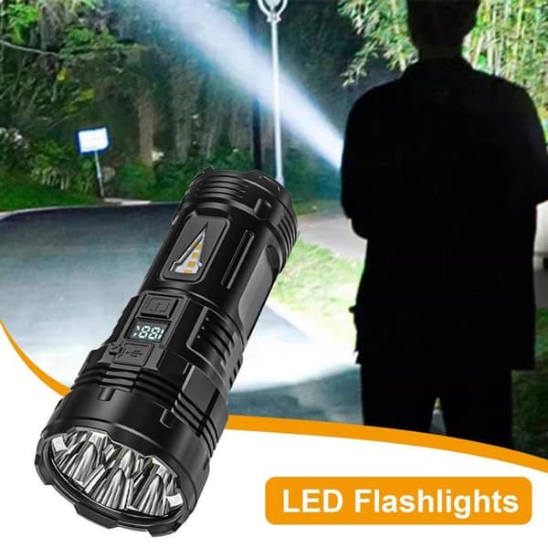 USB genopladelig LED lommelygte, 4 tilstande, lang rækkevidde, stødsikker ABS - 17,5 cm